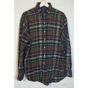 Polo Golf Ralph Lauren Men's‎ Flannel Button-up Olive Green Size L Classic Fit